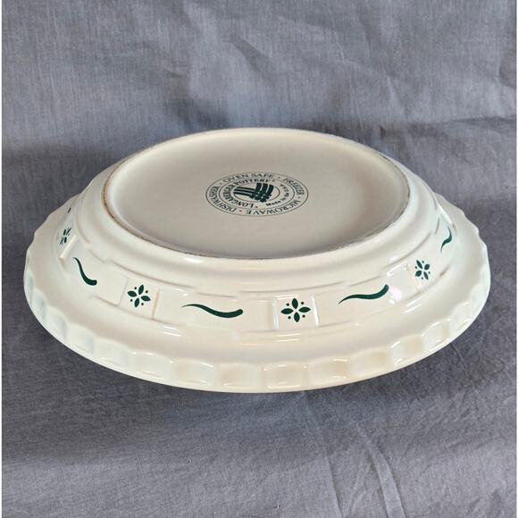 Longaberger Pottery Woven Traditions 10" Pie Plate with Heritage Green - Picture 1 of 4